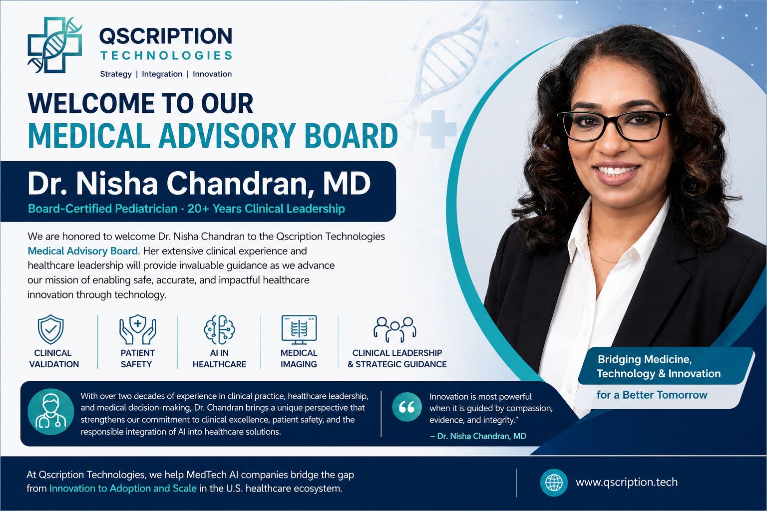 Dr. Nisha Chandran Joins the Qscription Medical Advisory Board